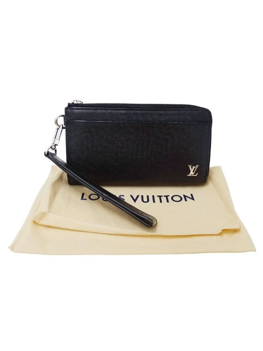 Louis Vuitton Wallet Taiga Zippy Dragonne Ardoise Black L-shaped Zipper Large